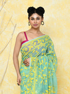 Piyari Fashion Women's Light Turquoise Cotton Silk Jamdani Saree - Distacart