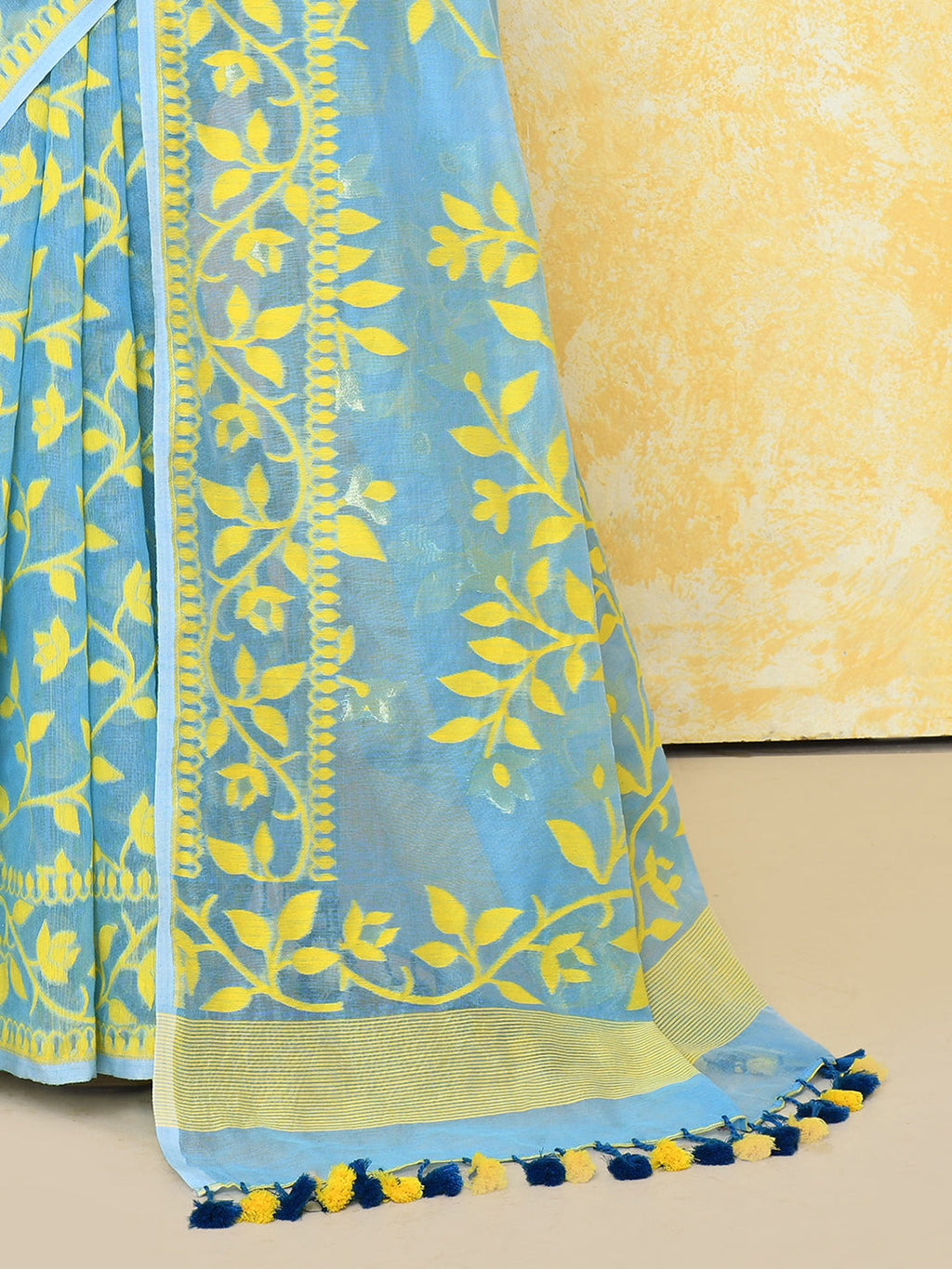 Piyari Fashion Women's Sky Blue Cotton Silk Jamdani Saree - Distacart
