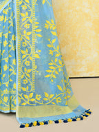 Piyari Fashion Women's Sky Blue Cotton Silk Jamdani Saree - Distacart