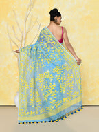 Piyari Fashion Women's Sky Blue Cotton Silk Jamdani Saree - Distacart