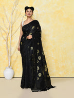 Piyari Fashion Women's Black Cotton Silk Jamdani Saree - Distacart