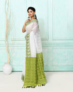 Piyari Fashion Women's White Cotton Silk Jamdani Saree - Distacart