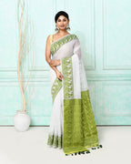 Piyari Fashion Women's White Cotton Silk Jamdani Saree - Distacart