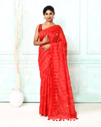 Piyari Fashion Women's Red Cotton Silk Jamdani Saree - Distacart