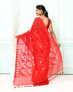 Piyari Fashion Women's Red Cotton Silk Jamdani Saree - Distacart