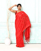 Piyari Fashion Women's Red Cotton Silk Jamdani Saree - Distacart