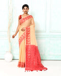 Piyari Fashion Women's Muga Red Cotton Silk Jamdani Saree - Distacart