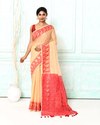 Piyari Fashion Women's Muga Red Cotton Silk Jamdani Saree - Distacart