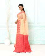 Piyari Fashion Women's Muga Red Cotton Silk Jamdani Saree - Distacart