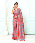 Piyari Fashion Women's Gray Red Cotton Silk Jamdani Saree - Distacart