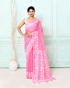 Piyari Fashion Women's Pink Cotton Silk Jamdani Saree - Distacart