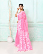 Piyari Fashion Women's Pink Cotton Silk Jamdani Saree - Distacart