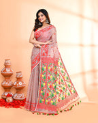 Piyari Fashion Women's Cane Beige Cotton Silk Jamdani Saree - Distacart