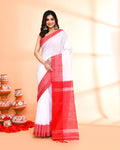 Piyari Fashion Women`s Cotton Silk White Handloom Saree With Blouse - Distacart
