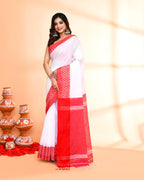 Piyari Fashion Women`s Cotton Silk White Handloom Saree With Blouse - Distacart