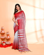Piyari Fashion Women`s Cotton Silk Silver Handloom Saree With Blouse - Distacart