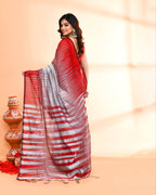 Piyari Fashion Women`s Cotton Silk Silver Handloom Saree With Blouse - Distacart