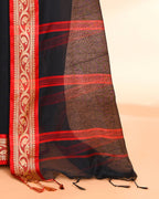 Piyari Fashion Women`s Cotton Silk Black Handloom Saree With Blouse - Distacart