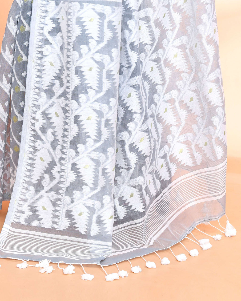 Piyari Fashion Women's Pebble Grey Cotton Silk Jamdani Saree - Distacart