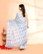 Piyari Fashion Women's Pebble Grey Cotton Silk Jamdani Saree - Distacart