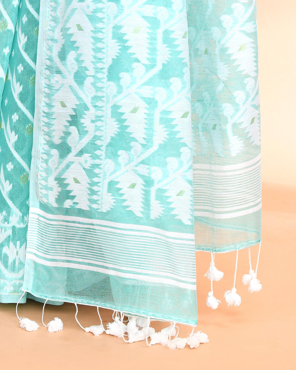 Piyari Fashion Women's Light Turquoise Cotton Silk Jamdani Saree - Distacart