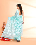 Piyari Fashion Women's Light Turquoise Cotton Silk Jamdani Saree - Distacart