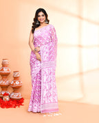 Piyari Fashion Women's Light Purple Cotton Silk Jamdani Saree - Distacart