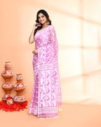 Piyari Fashion Women's Light Purple Cotton Silk Jamdani Saree - Distacart