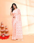 Piyari Fashion Women's Salmon Cotton Silk Jamdani Saree - Distacart