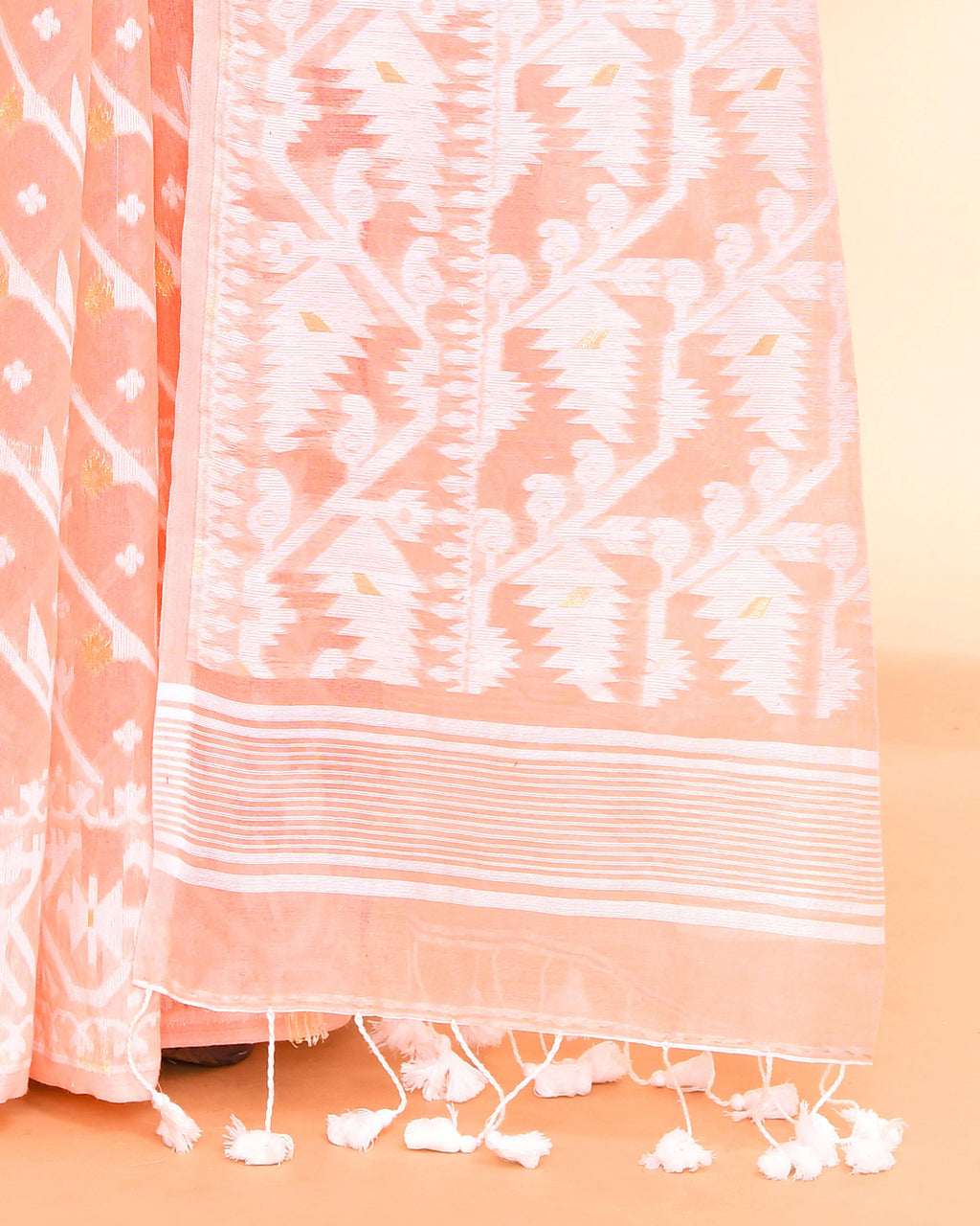 Piyari Fashion Women's Salmon Cotton Silk Jamdani Saree - Distacart