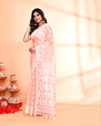 Piyari Fashion Women's Salmon Cotton Silk Jamdani Saree - Distacart