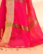 Piyari Fashion Women`s Cotton Silk Rani Pink Handloom Saree With Blouse - Distacart