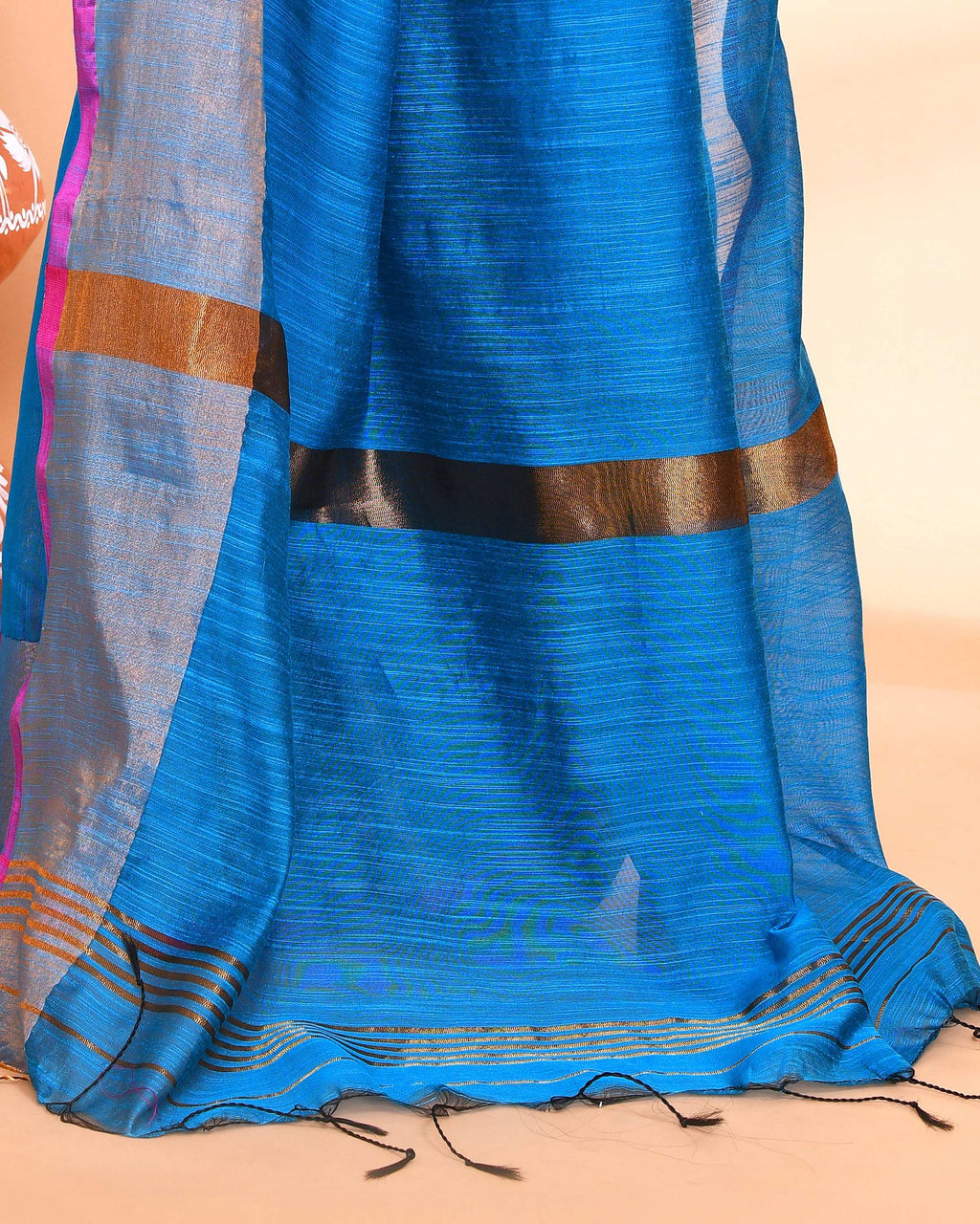 Piyari Fashion Women`s Cotton Silk Sky Blue Handloom Saree With Blouse - Distacart