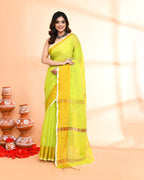 Piyari Fashion Women`s Cotton Silk Lemon Handloom Saree With Blouse - Distacart