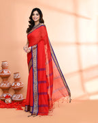 Piyari Fashion Women`s Cotton Silk Red Handloom Saree With Blouse - Distacart