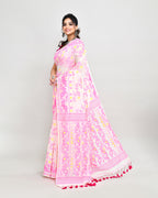 Piyari Fashion Women's Off White Pink Cotton Silk Jamdani Saree - Distacart