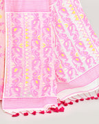 Piyari Fashion Women's Off White Pink Cotton Silk Jamdani Saree - Distacart
