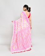 Piyari Fashion Women's Off White Pink Cotton Silk Jamdani Saree - Distacart