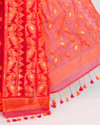 Piyari Fashion Women's Rani Orange Cotton Silk Jamdani Saree - Distacart