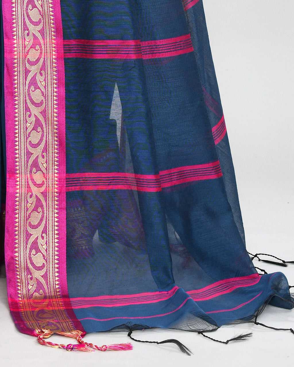 Piyari Fashion Women`s Cotton Silk Charcoal Handloom Saree With Blouse - Distacart