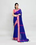 Piyari Fashion Women`s Cotton Silk Royel Blue Handloom Saree With Blouse - Distacart
