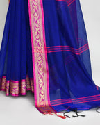 Piyari Fashion Women`s Cotton Silk Royel Blue Handloom Saree With Blouse - Distacart