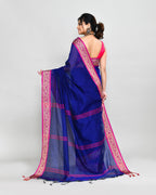 Piyari Fashion Women`s Cotton Silk Royel Blue Handloom Saree With Blouse - Distacart
