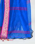 Piyari Fashion Women`s Cotton Silk Blue Handloom Saree With Blouse - Distacart
