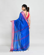 Piyari Fashion Women`s Cotton Silk Blue Handloom Saree With Blouse - Distacart