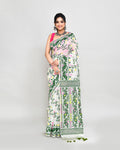Piyari Fashion Women's Off White Green Cotton Silk Jamdani Saree - Distacart