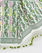 Piyari Fashion Women's Off White Green Cotton Silk Jamdani Saree - Distacart