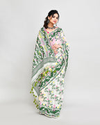 Piyari Fashion Women's Off White Green Cotton Silk Jamdani Saree - Distacart
