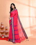 Piyari Fashion Women`s Cotton Silk Rose Handloom Saree With Blouse - Distacart