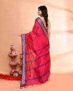 Piyari Fashion Women`s Cotton Silk Rose Handloom Saree With Blouse - Distacart